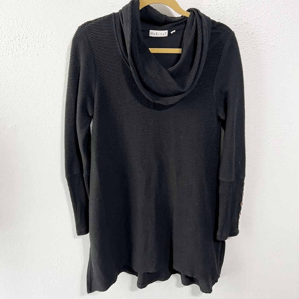 Habitat 100% cotton black tunic dress size xs